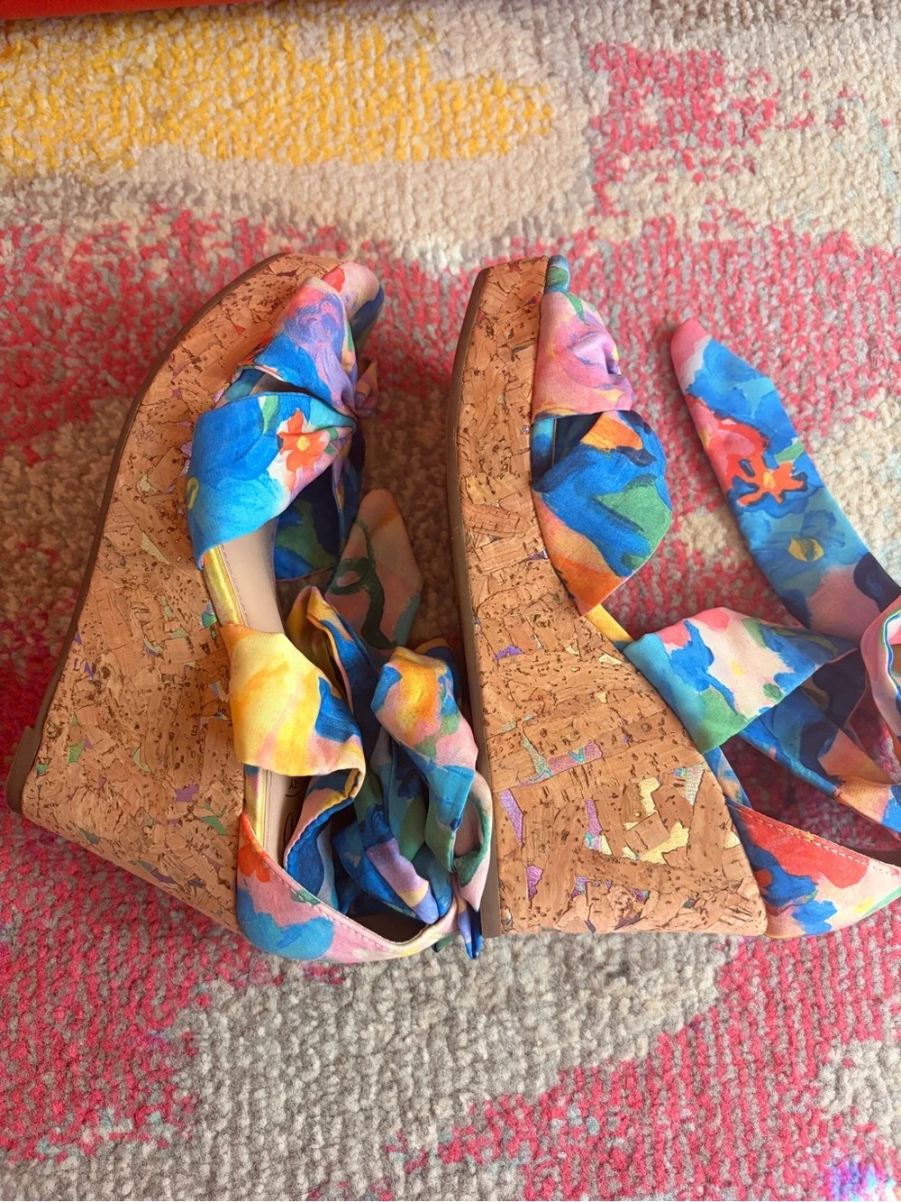 IMPO Omyra Lace Up Wedge Sandals - Women’s 6 - Multicolor Floral